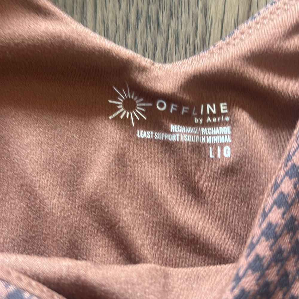 Offline by Aerie Brown Black Gingham Sports Bra Large - Picture 5 of 10